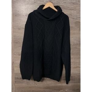 7 Diamonds Fisherman Chunky Cable Knit Sweater Sz XXL Wool Alpaca Navy Blue